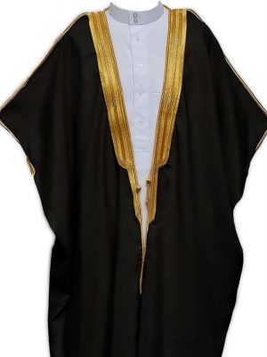 Traditional Bisht with Gold Trim - white and black colors available (Our Budget Line)
